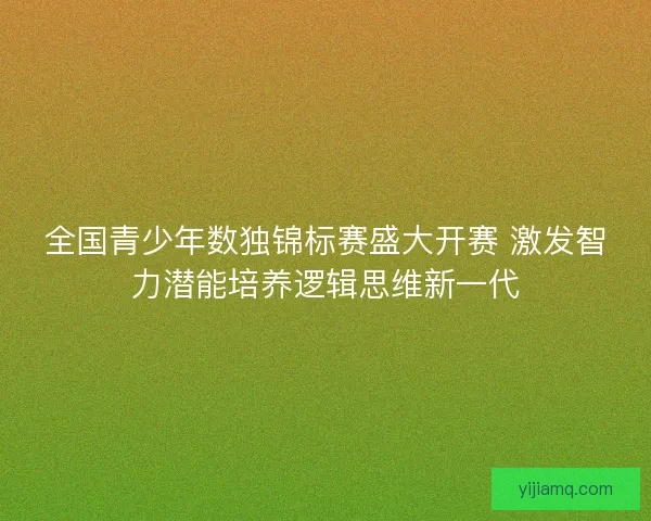全国青少年数独锦标赛盛大开赛 激发智力潜能培养逻辑思维新一代